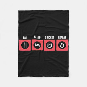 Retro Eat Sleep Cricket Game Cricket Players Field Fleece Blanket
