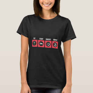 Retro Eat Sleep Cricket Game Cricket Players Field T-Shirt