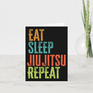Retro Eat Sleep Jiu Jitsu Repeat Martial Art Submi Card