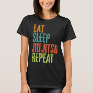 Retro Eat Sleep Jiu Jitsu Repeat Martial Art Submi T-Shirt