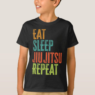 Retro Eat Sleep Jiu Jitsu Repeat Martial Art Submi T-Shirt