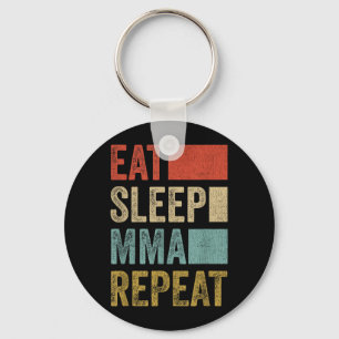 Retro Eat Sleep MMA Repeat MMA Apparel Funny MMA Key Ring