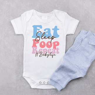 Retro Eat Sleep Poop Repeat Baby Bodysuit