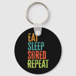 Retro Eat Sleep Shred Repeat Snowboarding Surfing  Key Ring