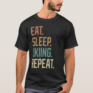 Retro Eat Sleep Skiing Repeat Vintage T-Shirt
