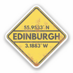Retro Edinburgh Coordinates Rusty Metal Sign