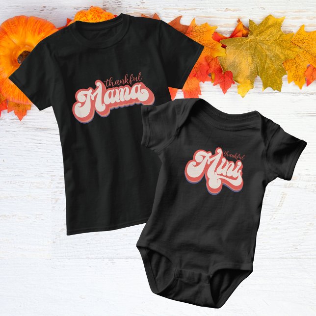 Retro Editable Colours Thankful Mini  Baby Bodysuit (Creator Uploaded)