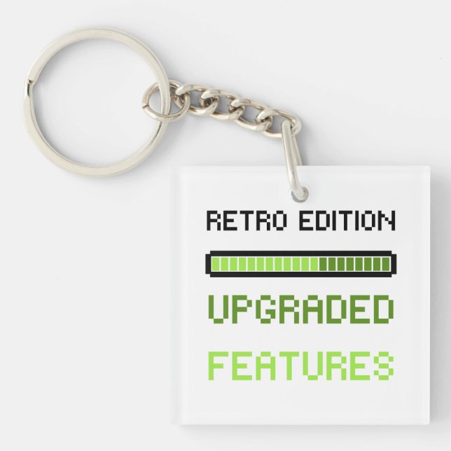 Retro Edition Upgraded Features Pixel Art Gaming  Key Ring (Front)
