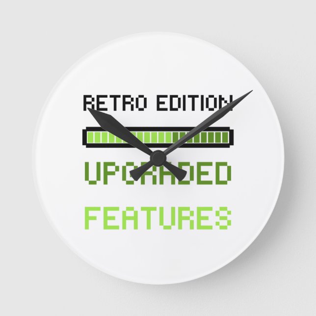 Retro Edition Upgraded Features Pixel Art Gaming  Round Clock (Front)