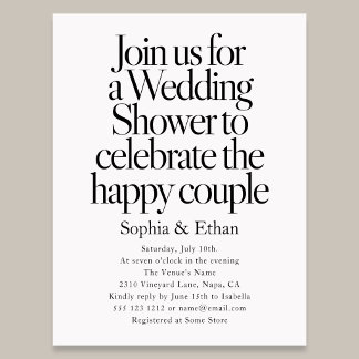 Retro Editorial Bold Couple Wedding Shower Invitation Postcard