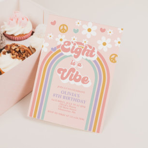 Retro Eight is a Vibe Rainbow 8th Birthday Invitation