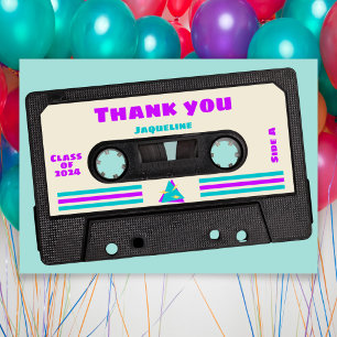 Retro Eighties Purple Mix Tape 2024 Graduation  Thank You Card