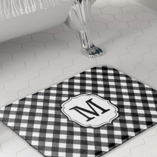Retro Elagant Personalized Gingham Bath Mat