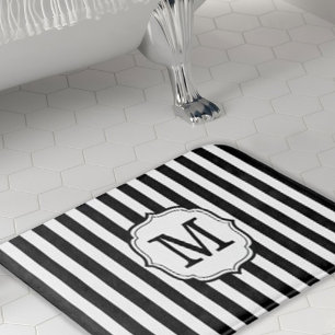 Retro Elagant Personalized Stripe Bath Mat
