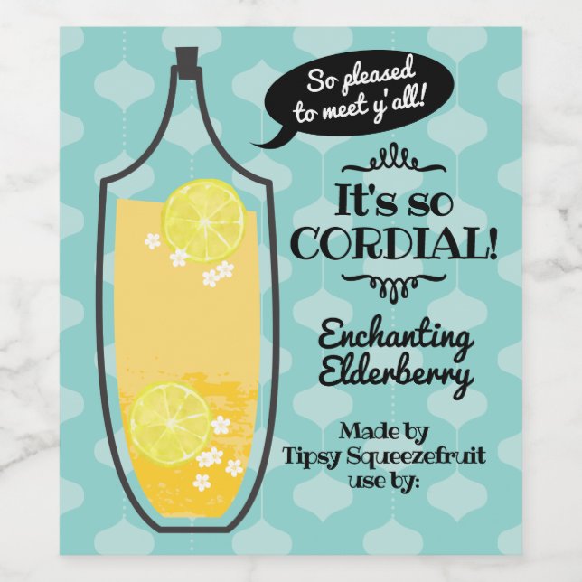 Retro elderberry cordial homemade wine vinegar wine label (Single Label)