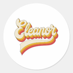 Retro Eleanor Name 70s Vintage Design Classic Round Sticker