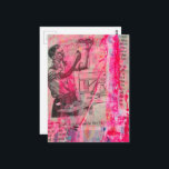 Retro Electitical Working Man on a Pink Background Postcard<br><div class="desc">A random collage of vintage textbook papers and a vintage woodworking image from a book from 1950 with a hot pink background</div>