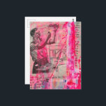 Retro Electitical Working Man on a Pink Background Postcard<br><div class="desc">A random collage of vintage textbook papers and a vintage woodworking image from a book from 1950 with a hot pink background</div>