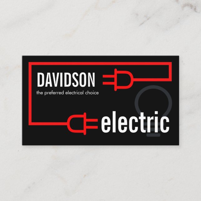 Retro Electric Bulb Plug Circuit Business Card (Front)