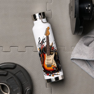 Retro Electric Guitar Rock Music Stainless Steel  Water Bottle