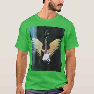 Retro Electric Guitar Wings Music Lover Rock and R T-Shirt