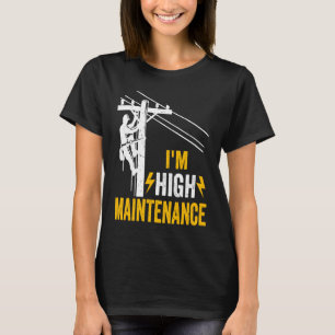 Retro Electrician Lineman Journeyman I'm High Main T-Shirt