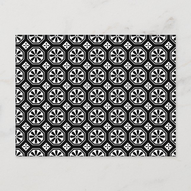 Retro Elegant Abstract Black & White Art Postcard (Front)