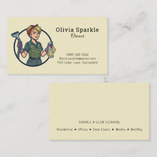 Retro Elegant Cleaning Services Maid &Housekeeping Business Card