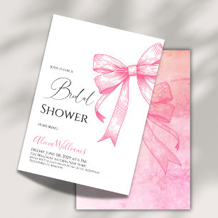 Retro Elegant Coquette Pink Bow Bridal Shower Invitation