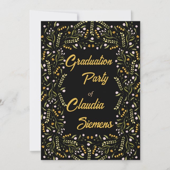 Retro elegant Floral Graduation Invitations (Front)