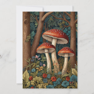 Retro elegant mushroom forest invitation