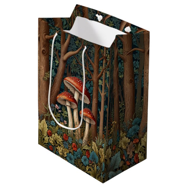 Retro elegant mushroom forest medium gift bag (Front Angled)