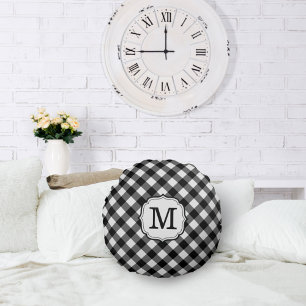 Retro Elegant Personalized Gingham Throw Pillows