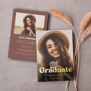 Retro Elegant Photo Graduation Party Gold