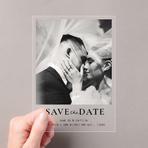 Retro Elegant Photo Wedding Save the date Acrylic Invitations
