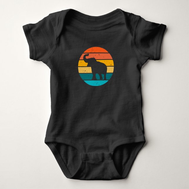 Retro Elephant Baby Bodysuit (Front)