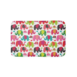 retro elephant kids pattern wallpaper bath mat