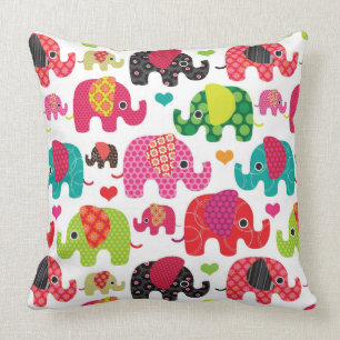 retro elephant kids pattern wallpaper cushion