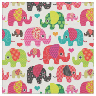 retro elephant kids pattern wallpaper fabric