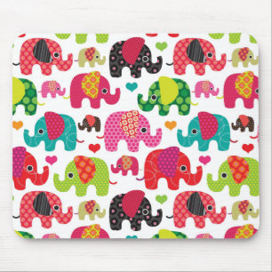retro elephant kids pattern wallpaper mouse pad
