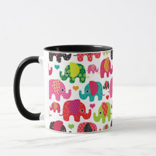retro elephant kids pattern wallpaper mug