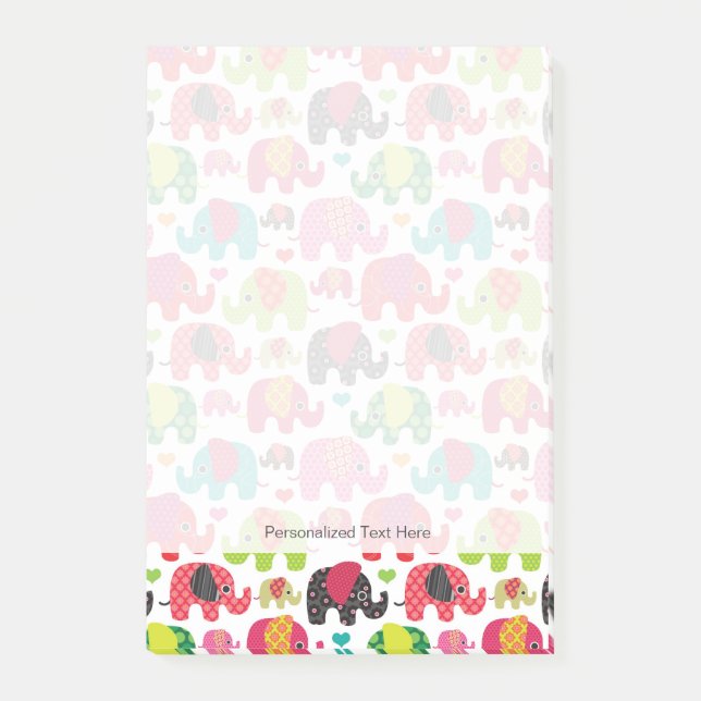 retro elephant kids pattern wallpaper post-it notes (Front)