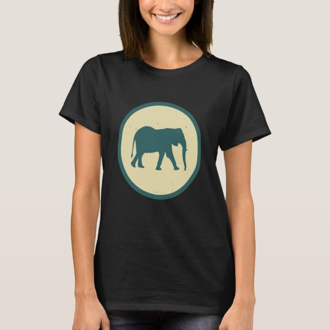 Retro Elephant Vintage Wild Animal T-Shirt (Front)