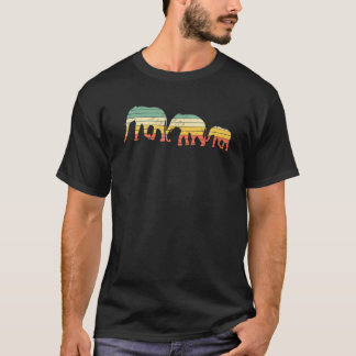 Retro Elephants Family Herde Nature Wildlife Safa T-Shirt