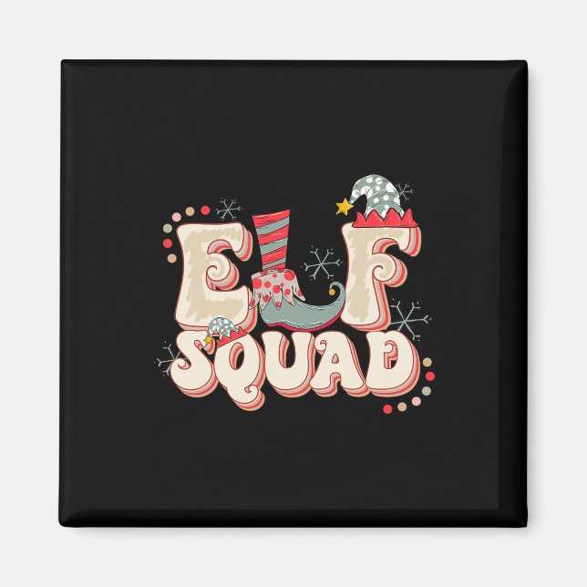Retro Elf Squad Christmas Matching Family Fun Chri Magnet (Front)