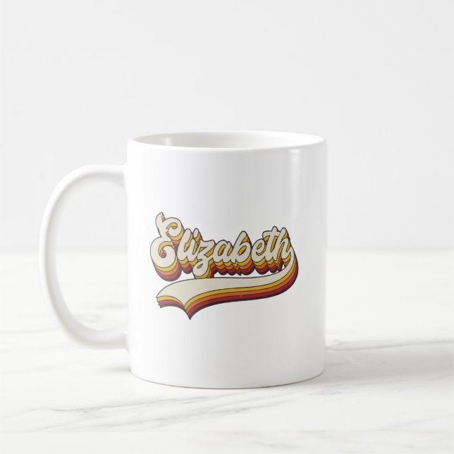 Retro Elizabeth Name 70s Vintage Design Coffee Mug (Left)