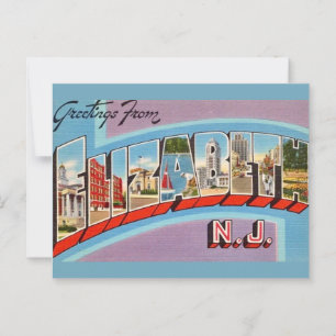  Retro Elizabeth NJ Postcard