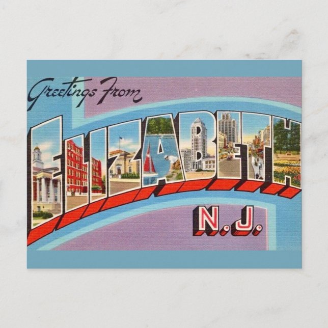  Retro Elizabeth NJ Postcard (Front)