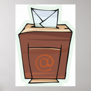 Retro Email Inbox Icon Cartoon Style  Poster