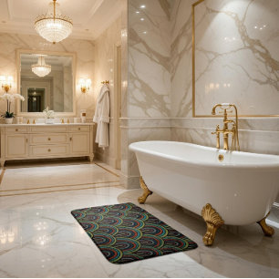 Retro Embroidery Arc Pattern Bath Mat